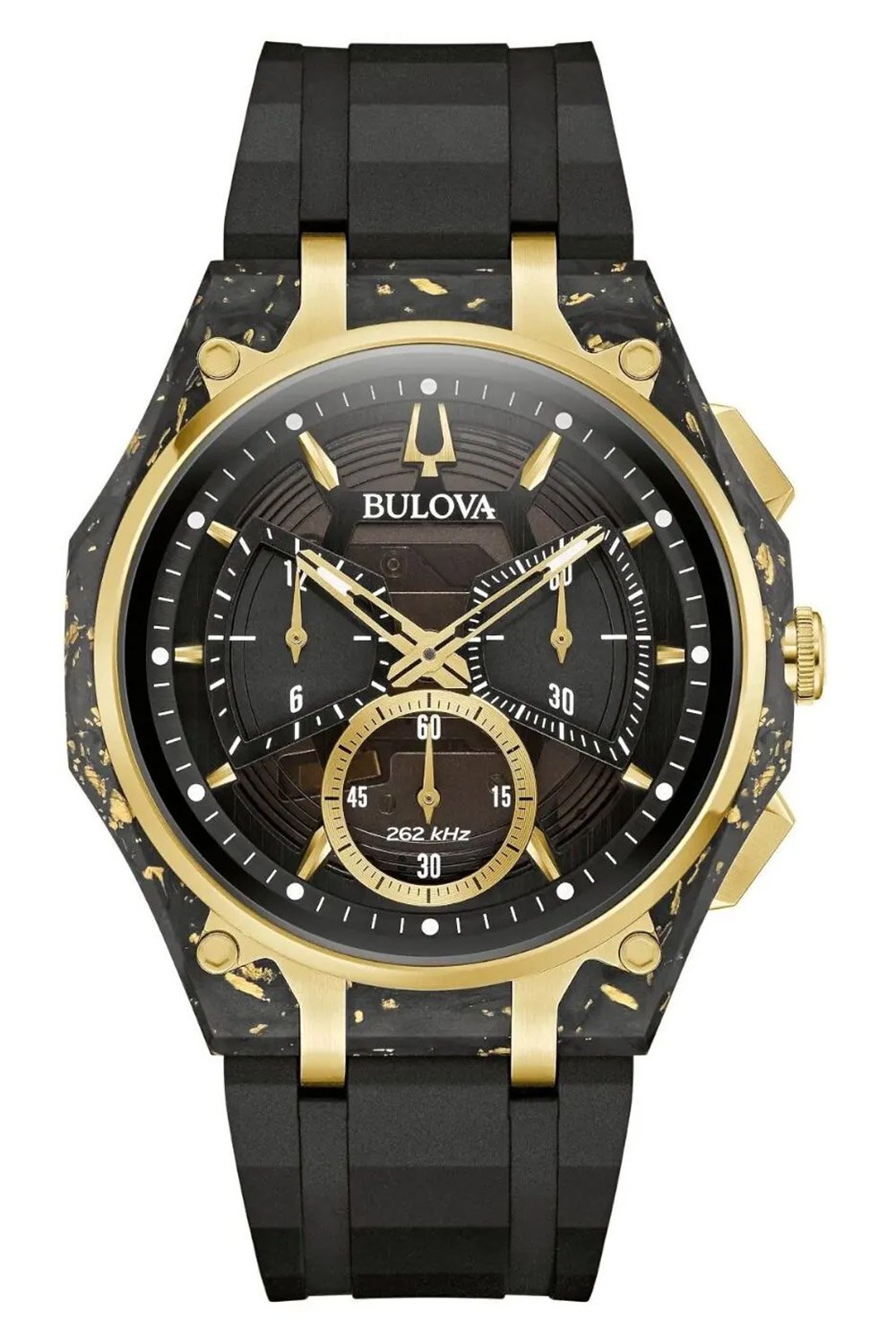 Bulova 98A328 Herrenuhr Chronograph Curv Schwarz/Goldfarben