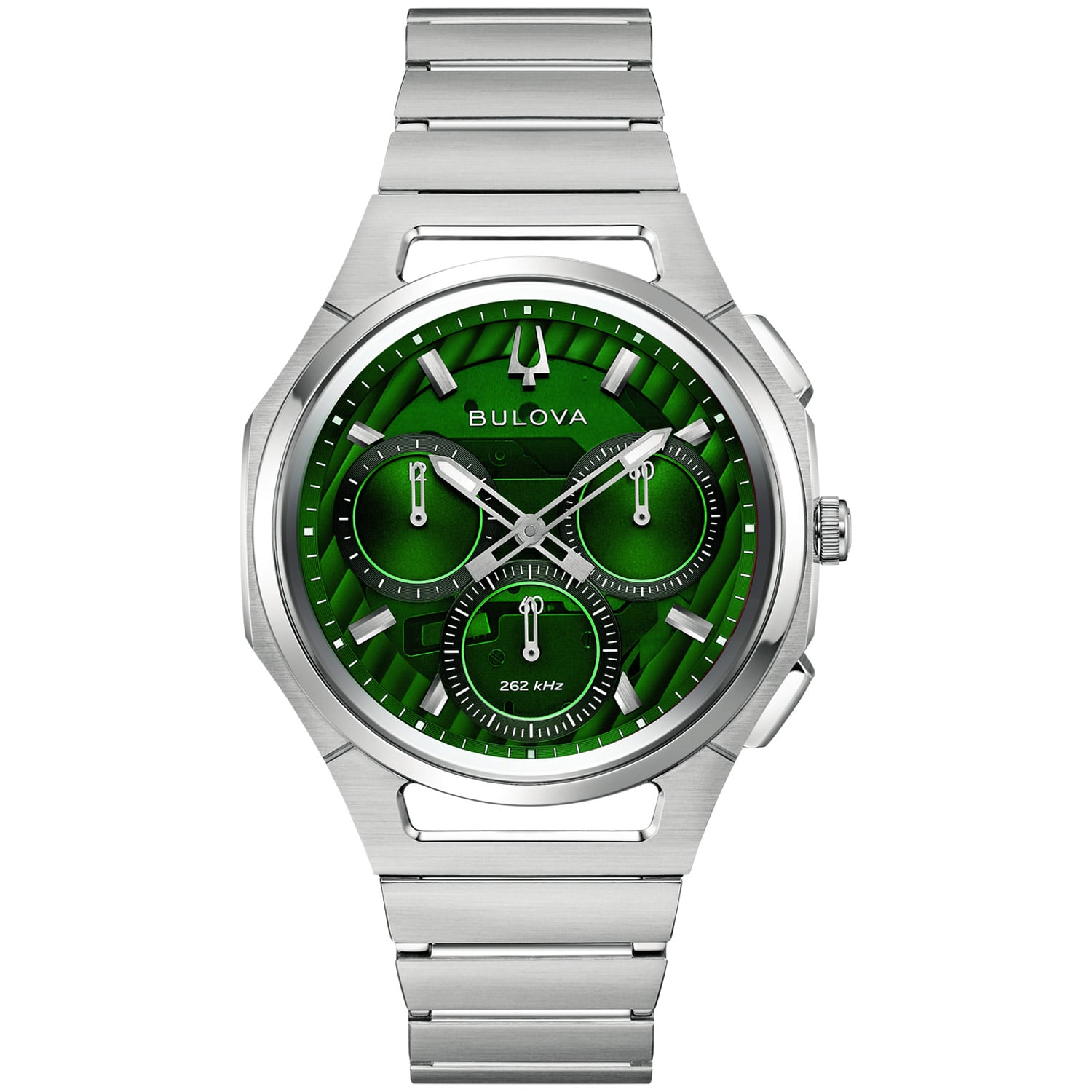 Bulova Bulova 96A338 Herrenuhr Chronograph Curv Stahl/Grün