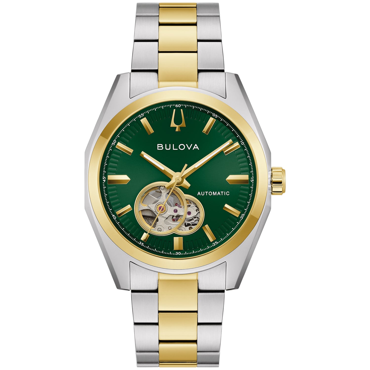 Bulova 98A338 Herrenuhr Automatik Surveyor Open Heart Bicolor/Grün