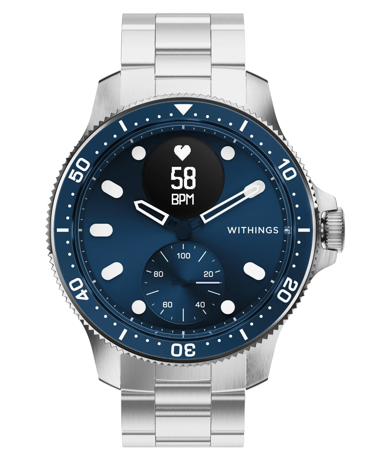 Withings HWA09-Model 7-All-Int Herren-Smartwatch ScanWatch Horizon 43 mm Blau