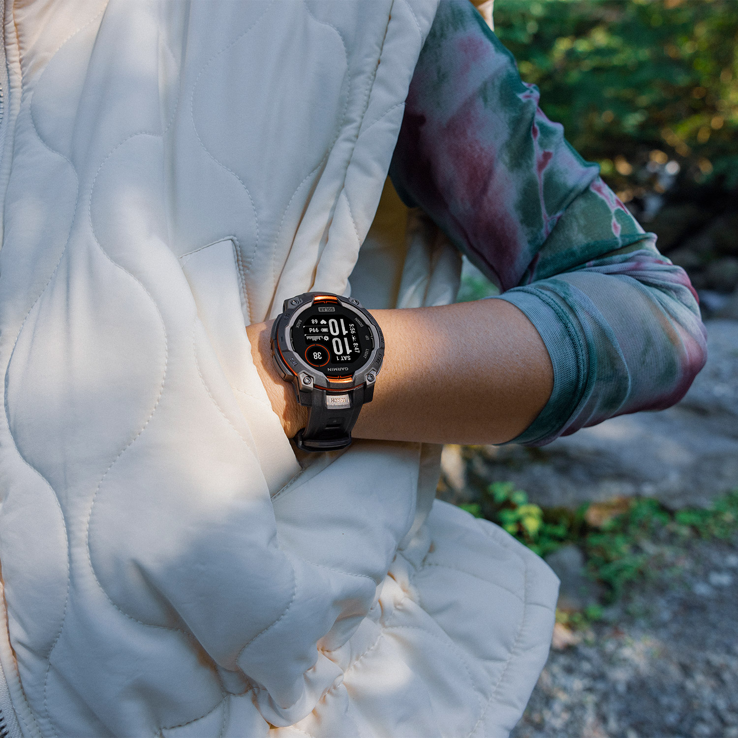 Garmin Instinct Graphite On Wrist Garmin Instinct Solar Smartwatch