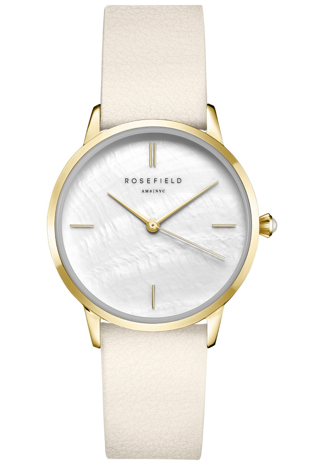 Rosefield RMBLG-R04 Damenuhr Pearl Edit mit Lederband Goldfarben