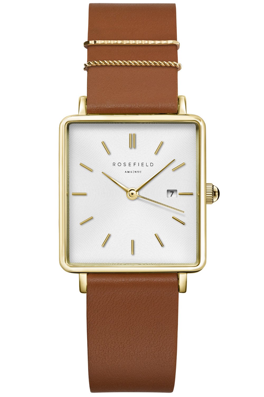 Rosefield QSCG-Q029 Damenarmbanduhr Quarz Boxy Braun/Goldfarben