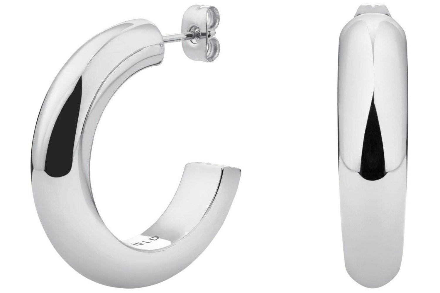 Rosefield JEDSS-J804 Damen-Ohrringe Große Breite Creolen Silberfarben