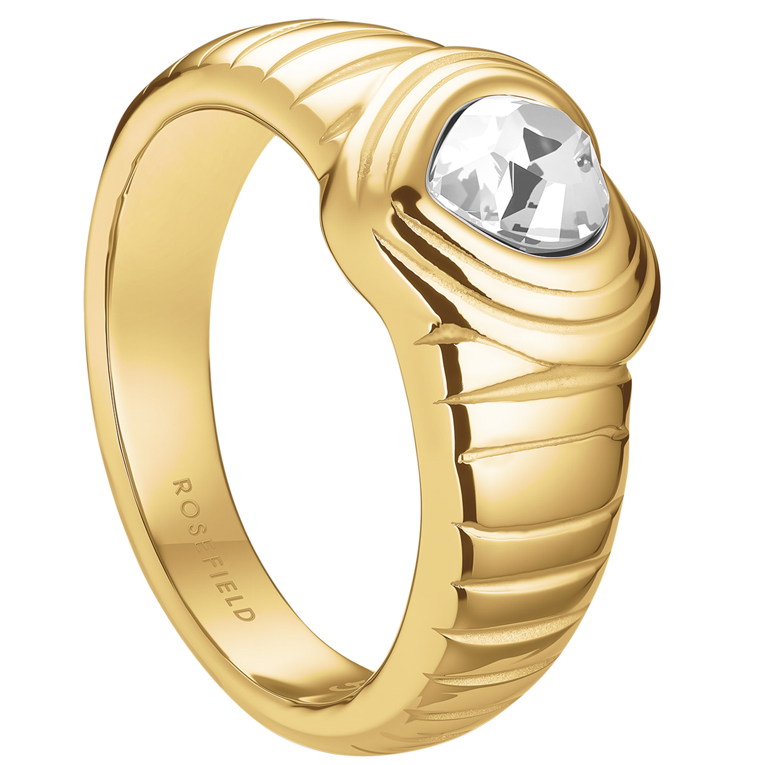 Rosefield JRWH Damenring Herz Goldfarben Weißer Kristall