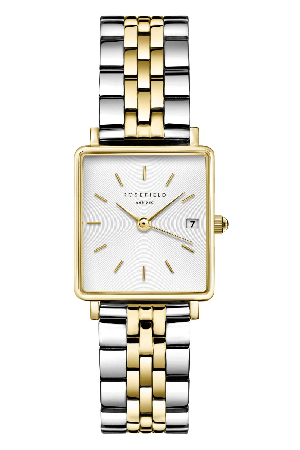Rosefield QMWSSG-Q023 Damen-Armbanduhr Boxy XS Silber Gold Duo