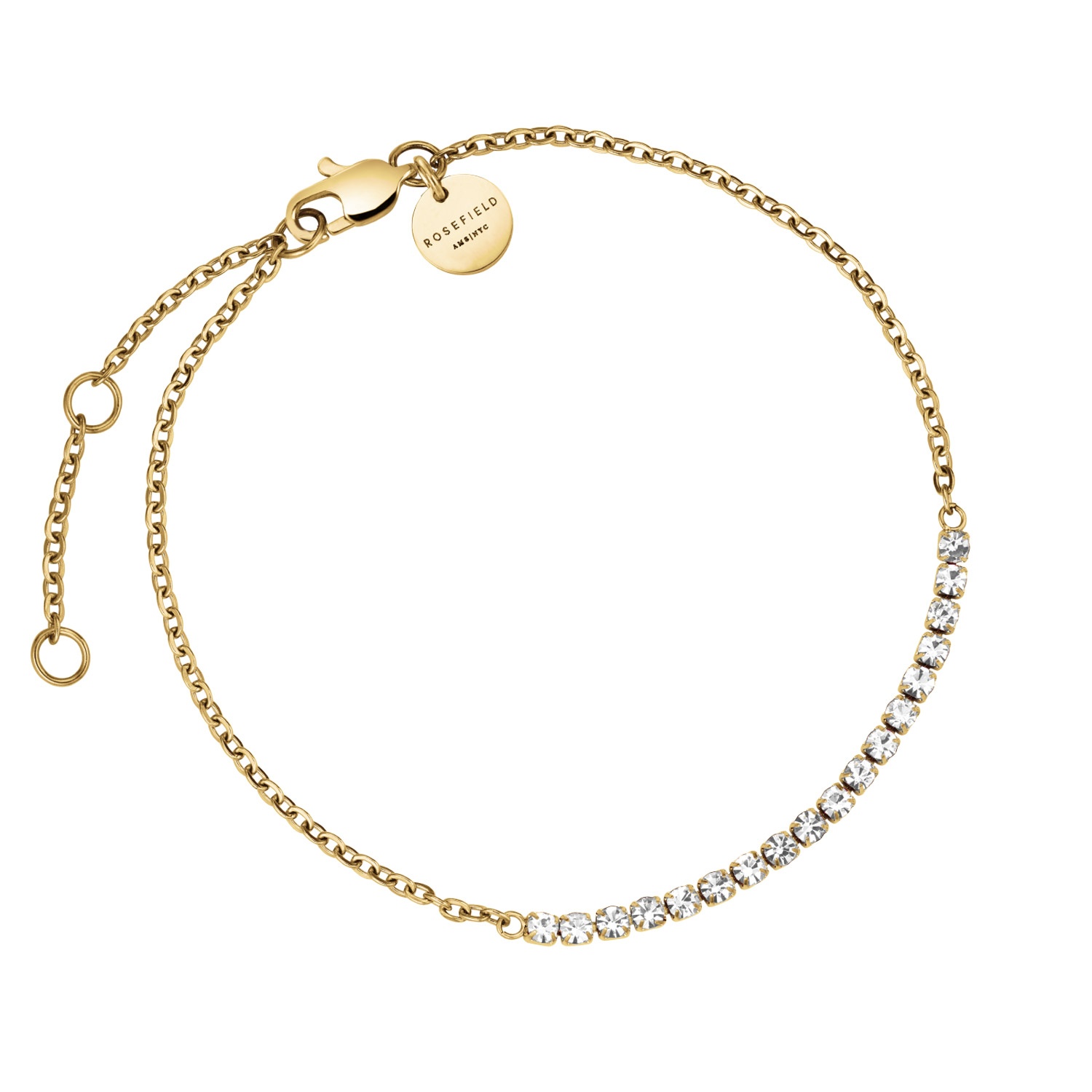 Rosefield JBTCG-J904 Damen-Armband Tennisarmband Goldfarben Kristall