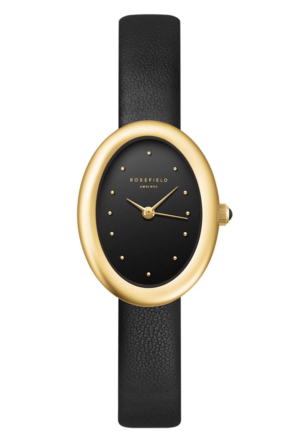 Rosefield OVBGLG-OV18 Damenuhr Oval Schwarz/Goldfarben