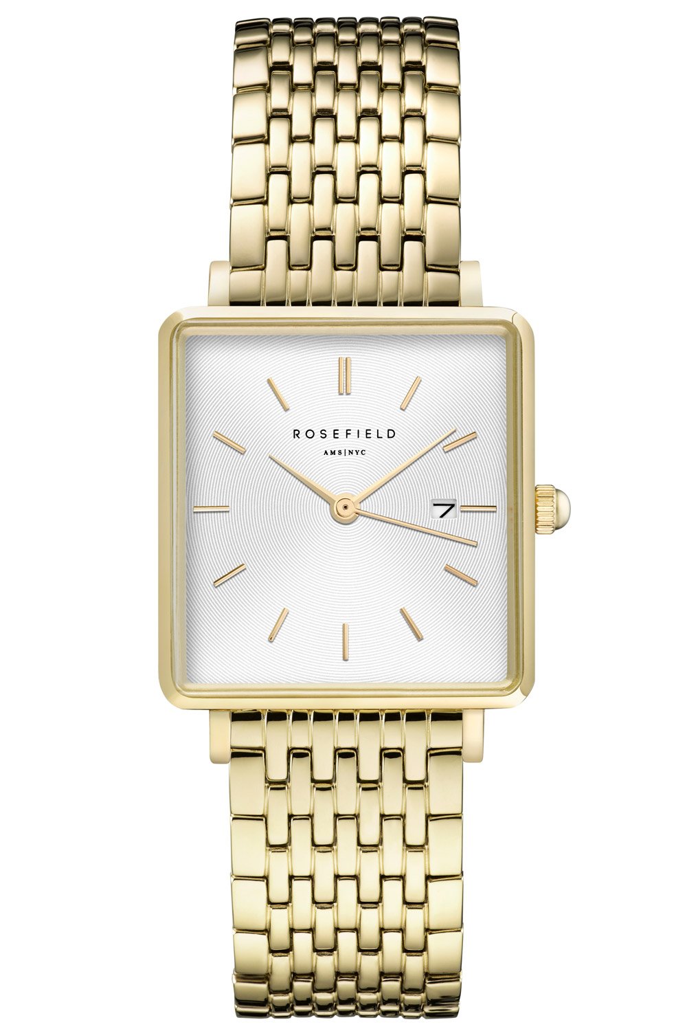Rosefield QWSG-Q09 Damen-Quarzuhr Rechteckig Goldfarben