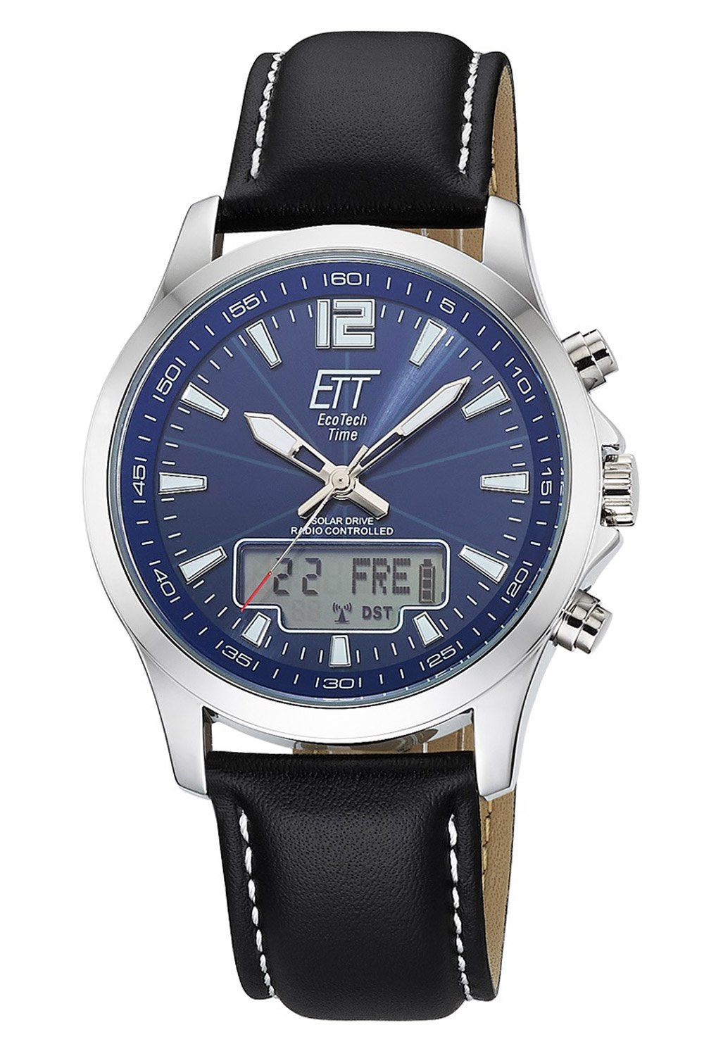 ETT Eco Tech Time EGA-11714-31L Herrenuhr Funk-Solar Professional Worldtimer Lederband ETT Eco Tech Time EGA-11714-31L Herrenuhr Funk-Solar Professional Worldtimer Lederband