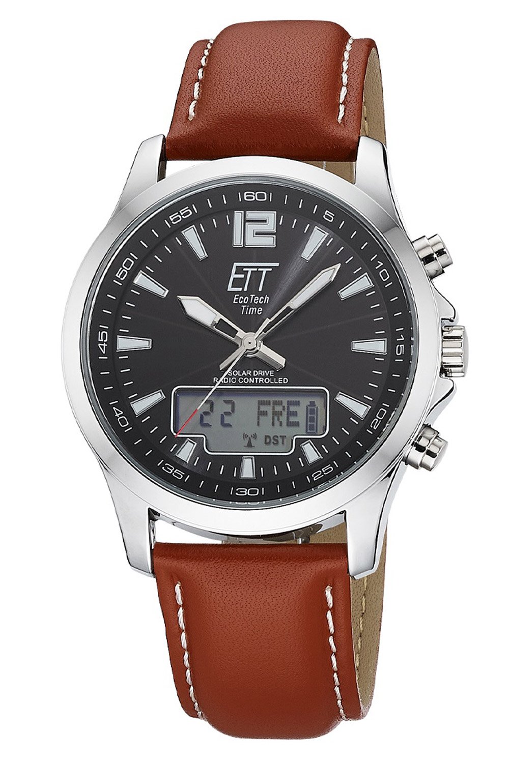 ETT Eco Tech Time EGA-11713-21L Herrenuhr Funk-Solar Professional Worldtimer Braun ETT Eco Tech Time EGA-11713-21L Herrenuhr Funk-Solar Professional Worldtimer Braun