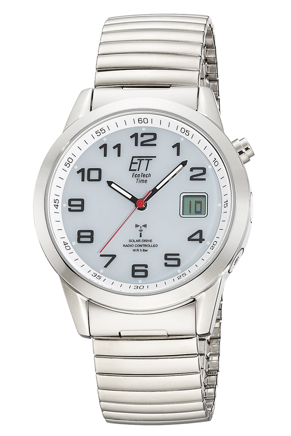 ETT Eco Tech Time EGS-11711-12Z Funk-Solar Herren-Armbanduhr Gobi mit Zugband Weiß