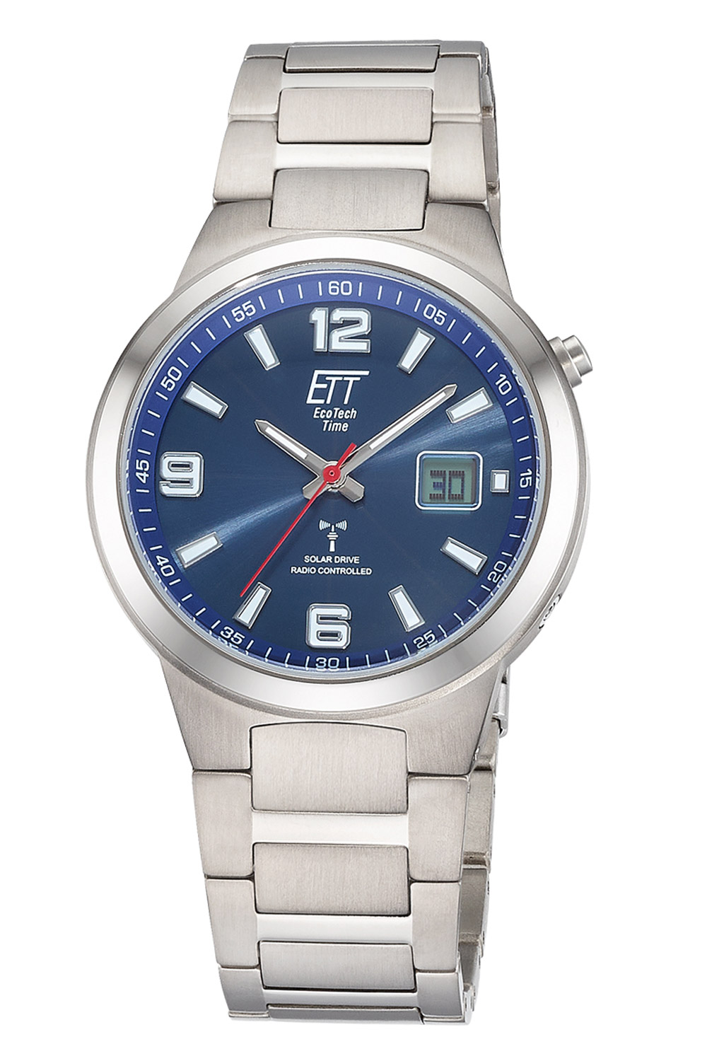 ETT Eco Tech Time EGT-11709-32M Funk-Solar Herrenuhr Everest Gents Titan/Blau