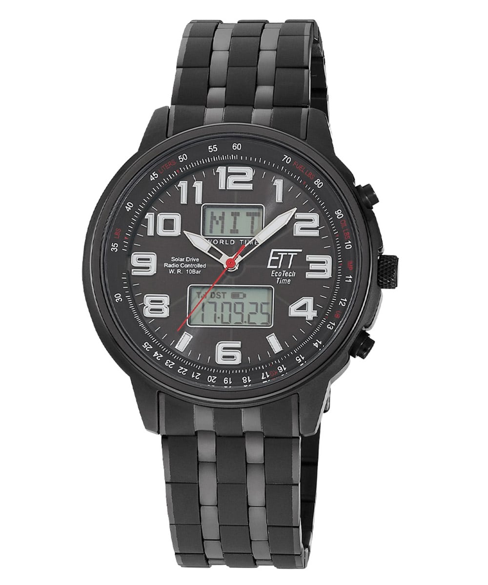 ETT Eco Tech Time EGS-11736-22M Funk-Solar Herrenuhr Hunter II Schwarz ETT Eco Tech Time EGS-11736-22M Funk-Solar Herrenuhr Hunter II Schwarz