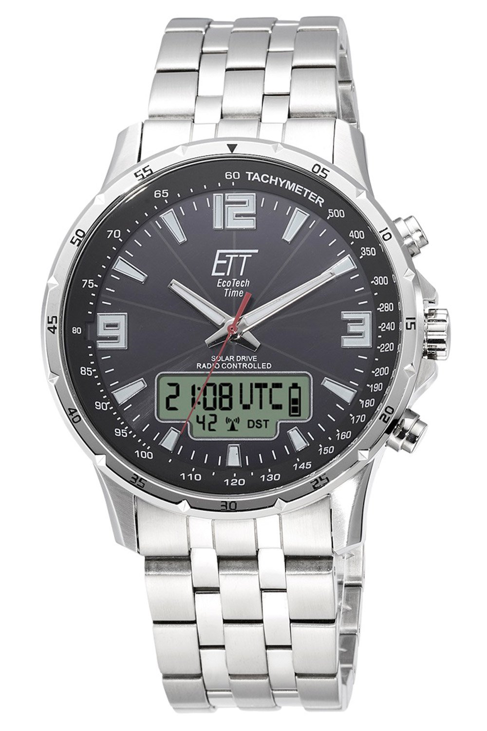 ETT Eco Tech Time Radio-Controlled Solar Men's Watch Steel/Black EGS-11551- 21M • uhrcenter