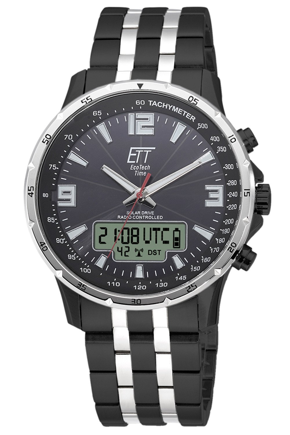 ETT Eco Tech Time Radio-Controlled Arctica Men\'s EGS Watch uhrcenter Solar -11568-21M • Black/Steel