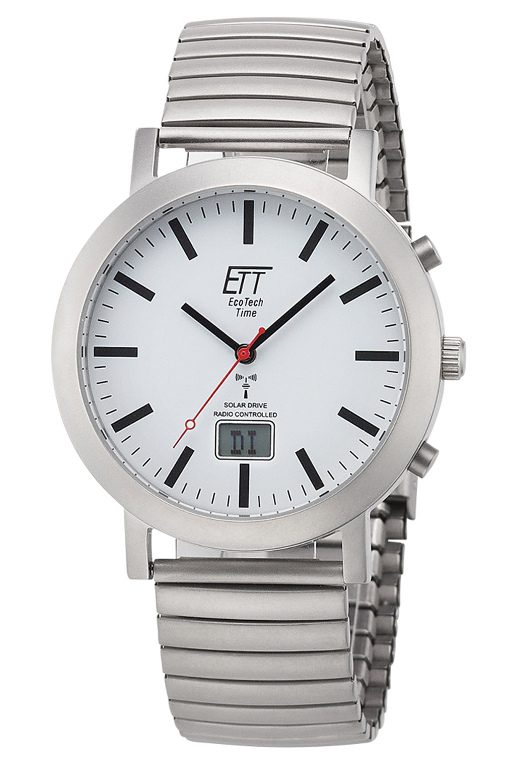 Time mit uhrcenter Station Eco Watch • Funk-Solar Herren-Armbanduhr EGS-11580-11M Zugband Tech ETT