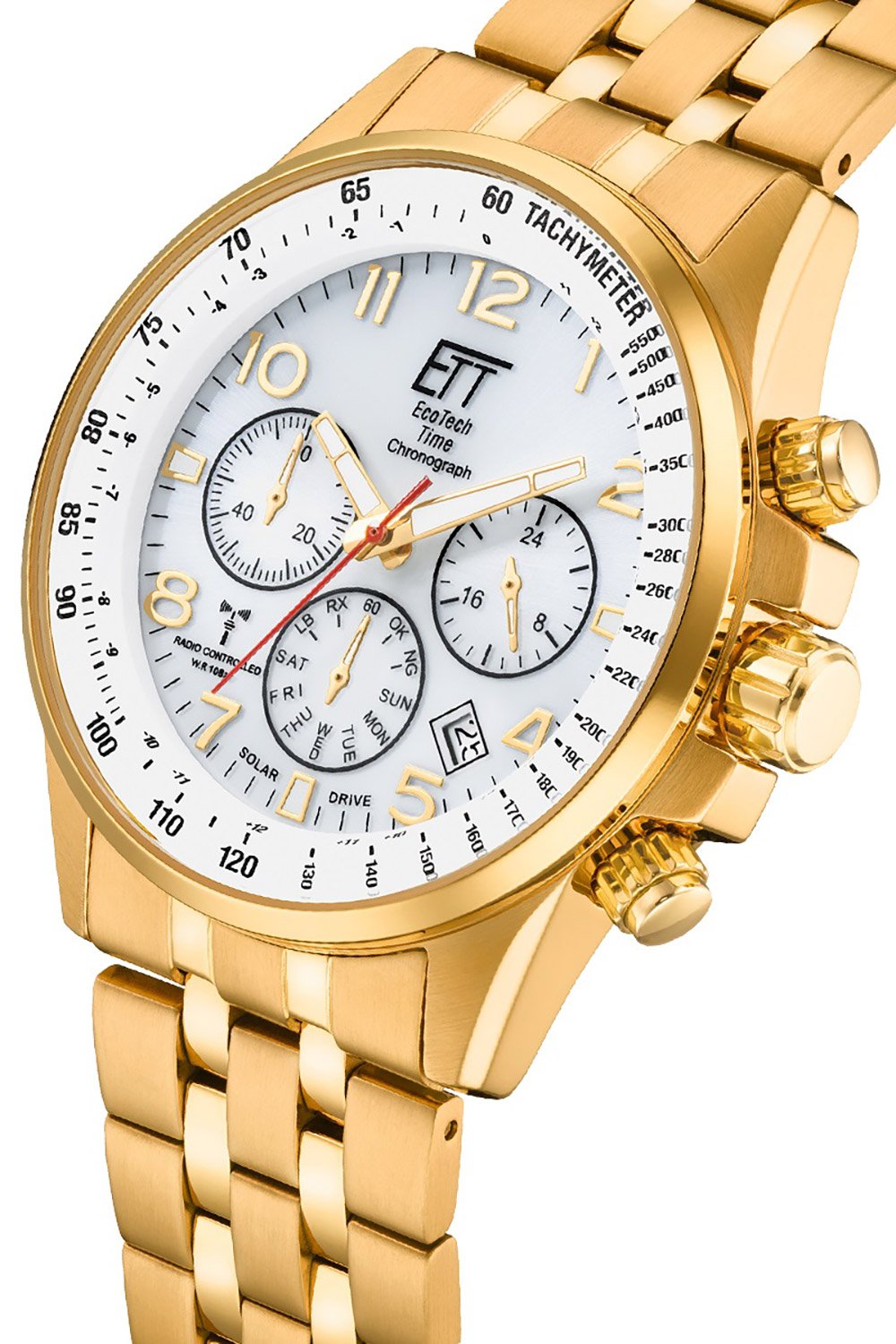 ETT Eco Tech Time Men's Radio-Controlled Solar Watch 2 Straps Gold Tone EGS -11614-42M • uhrcenter
