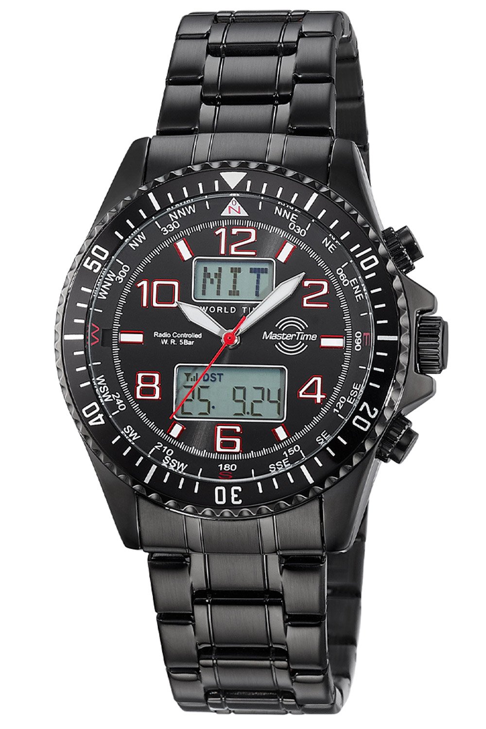 Master Time MTGA-10921-22M Herrenuhr Funk Super Power Schwarz mit 2 Bändern