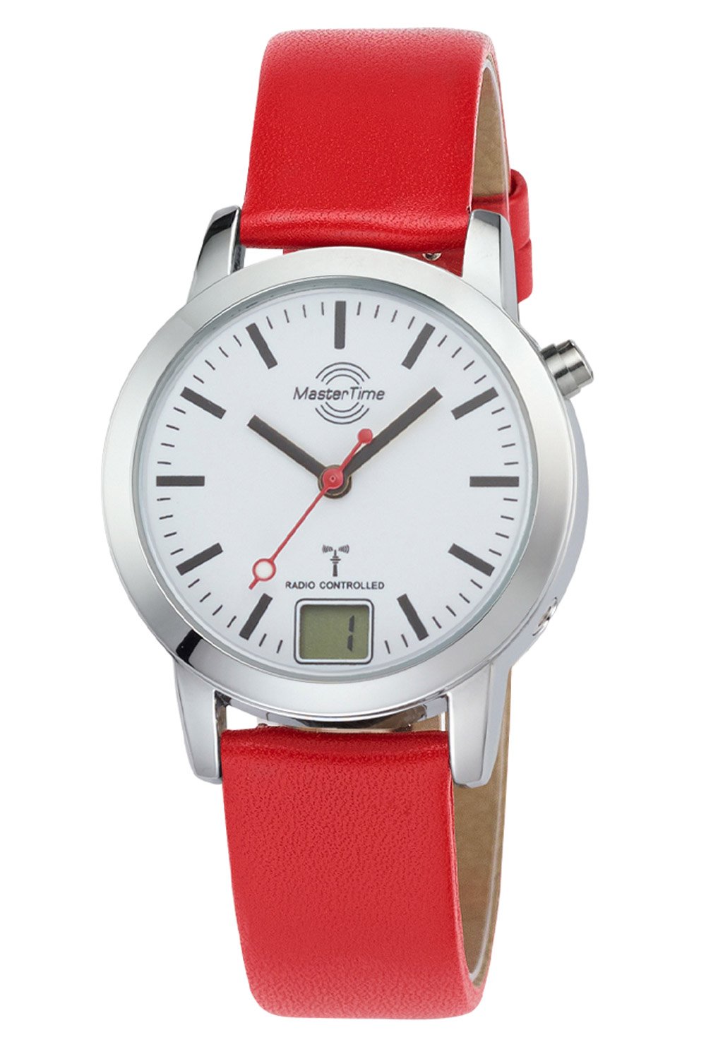 Master Time MTLA-10918-11L Damen-Funkuhr Daily Leder Rot