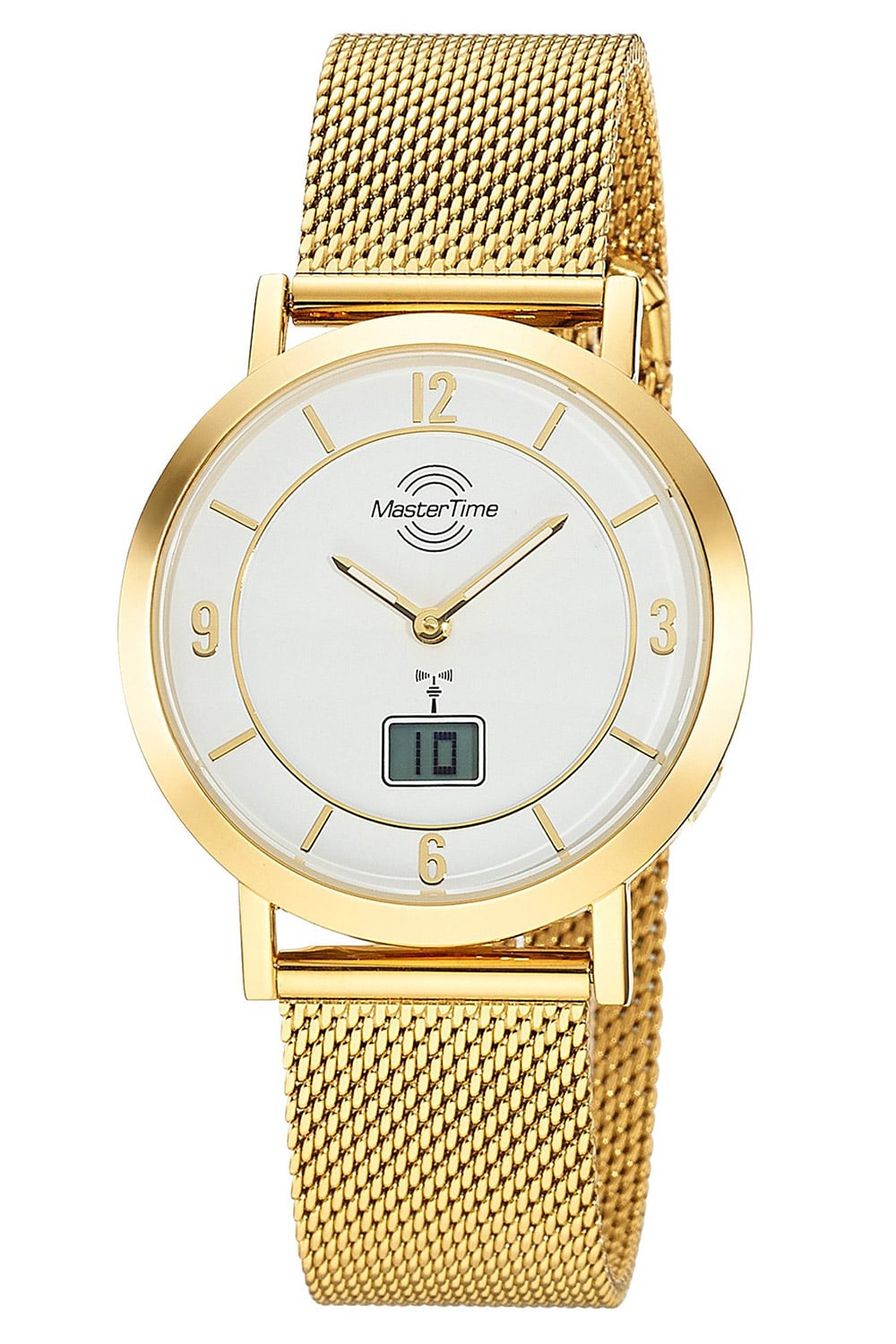 Master Time MTLA-10949-12M Damen-Funkuhr Advanced Mesh-Band Goldfarben Master Time MTLA-10949-12M Damen-Funkuhr Advanced Mesh-Band Goldfarben