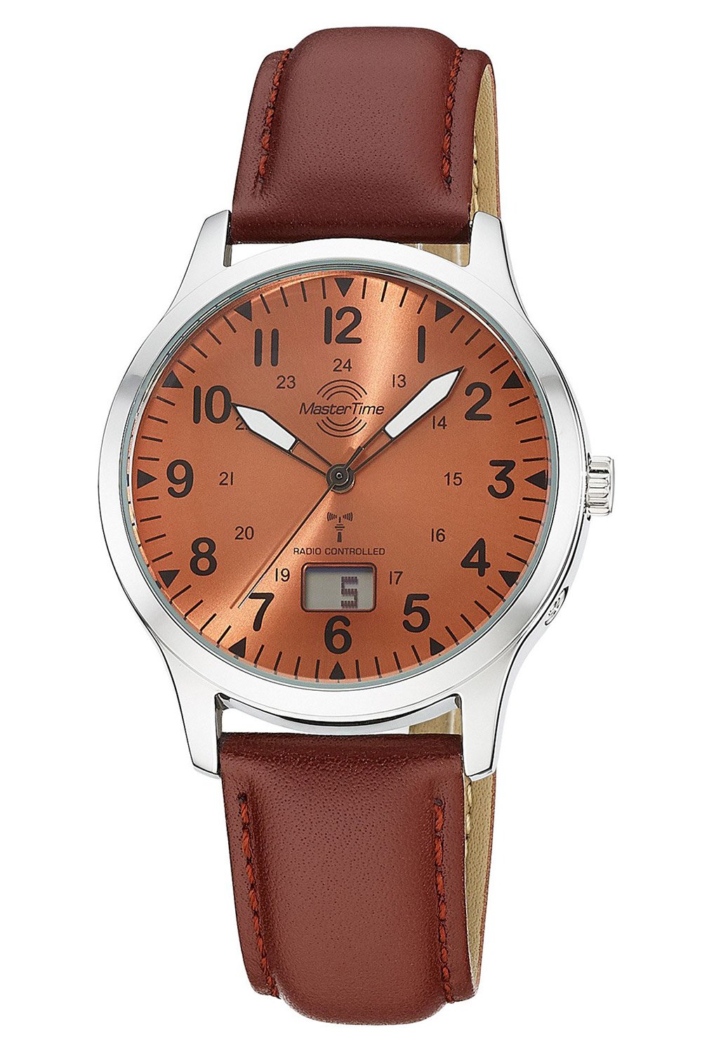 Master Time MTGA-10959-82L Herrenuhr Funk Super Power Aviation Braun