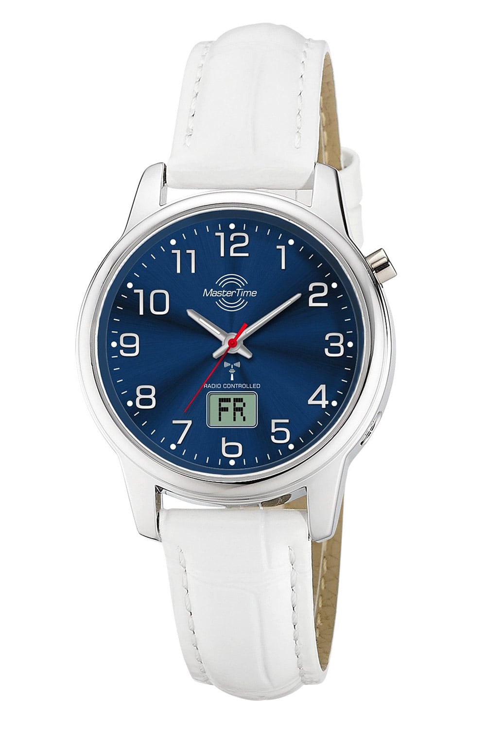 Master Time MTLA-101000-32L Damen-Funkuhr Lady Line Leder Weiß