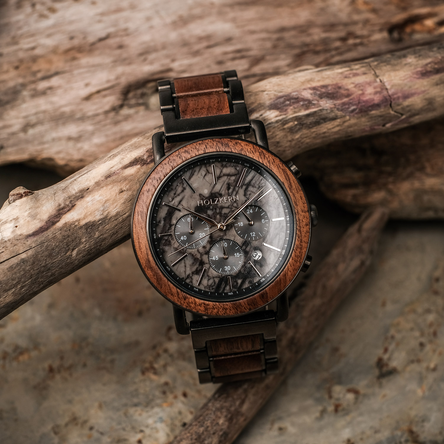 Limited Edition Holzkern Jahresringe Holzkern Men's Watch Quartz