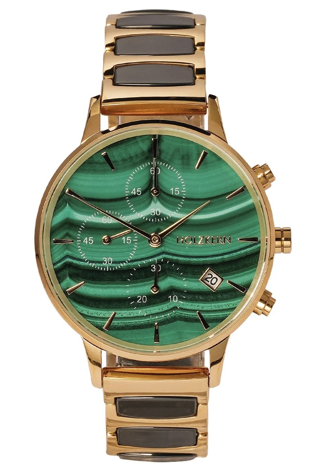 Holzkern Damenuhr Chronograph Jolly Malachit/Keramik