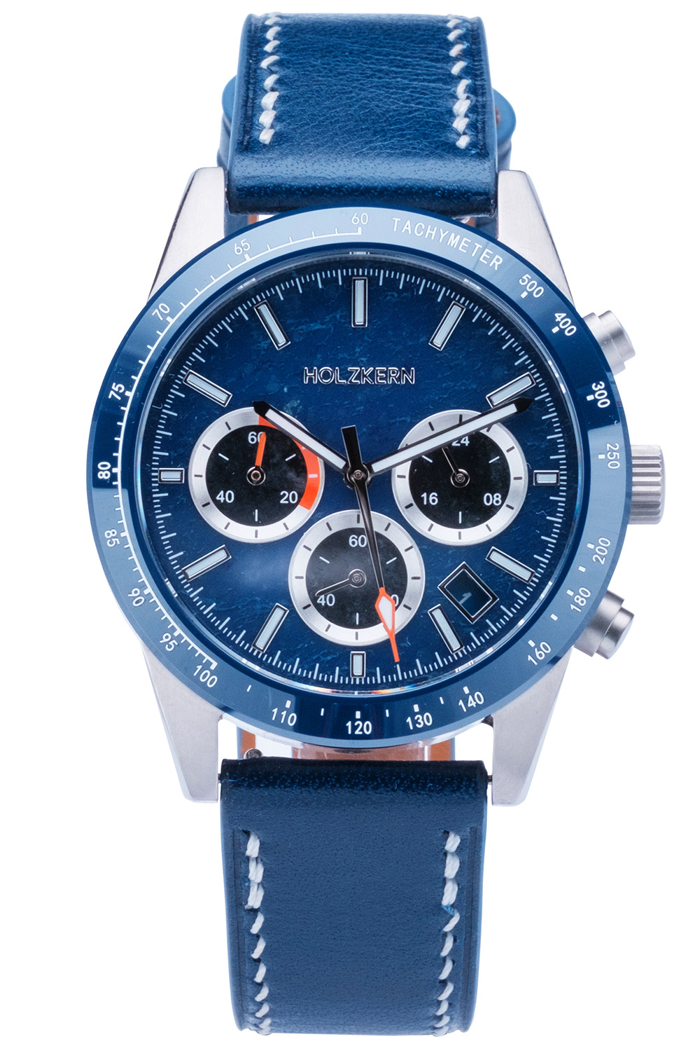 Holzkern Herrenuhr Titan Neverrest Marmor/Blau