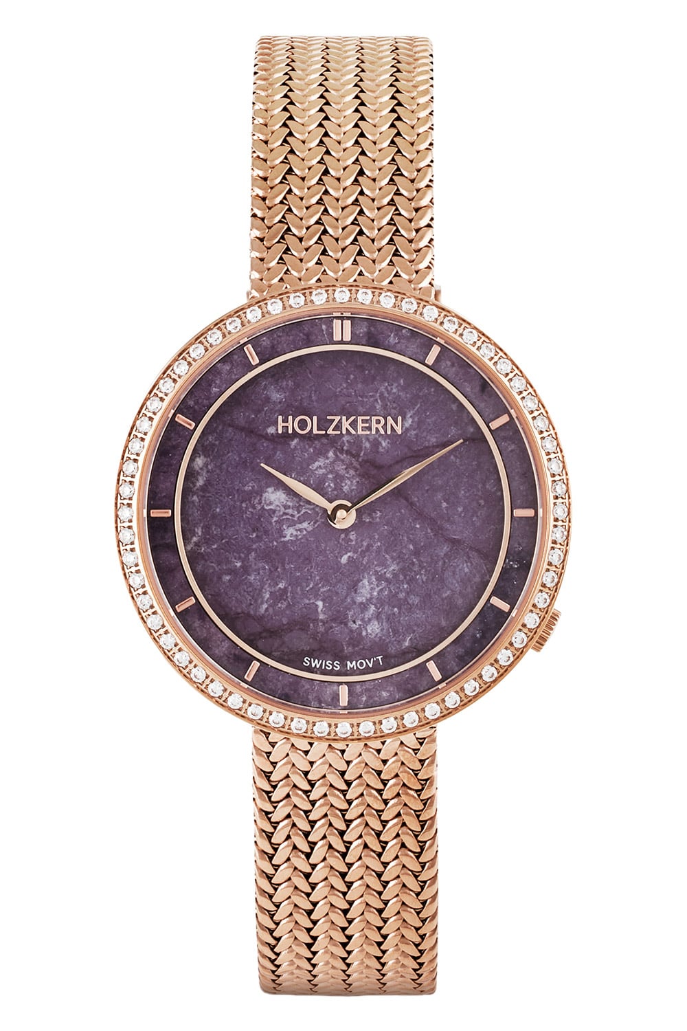 Holzkern Damenuhr Coralline Amethyst/Roségoldfarben mit 2 Bändern Holzkern Damenuhr Coralline Amethyst/Roségoldfarben mit 2 Bändern