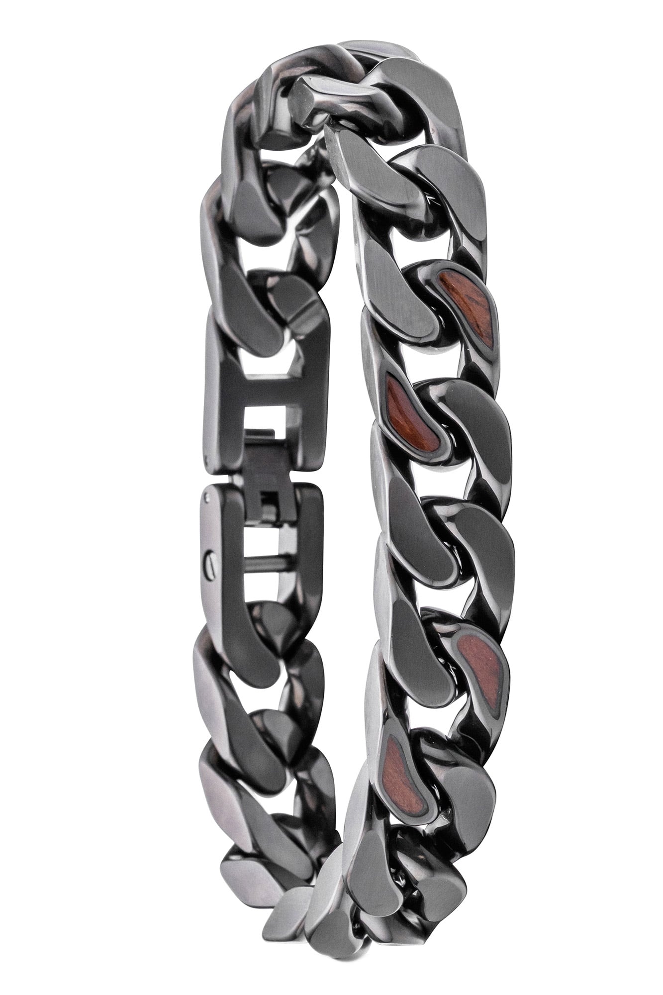 Holzkern Herren-Armband Edelstahl mit Holz Bodyguards Walnuss/Dunkelgrau