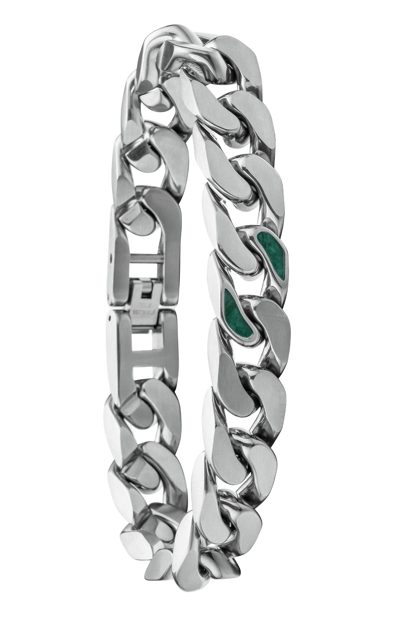 Holzkern Herrenarmband Edelstahl Bodyguards Türkis/Silberfarben