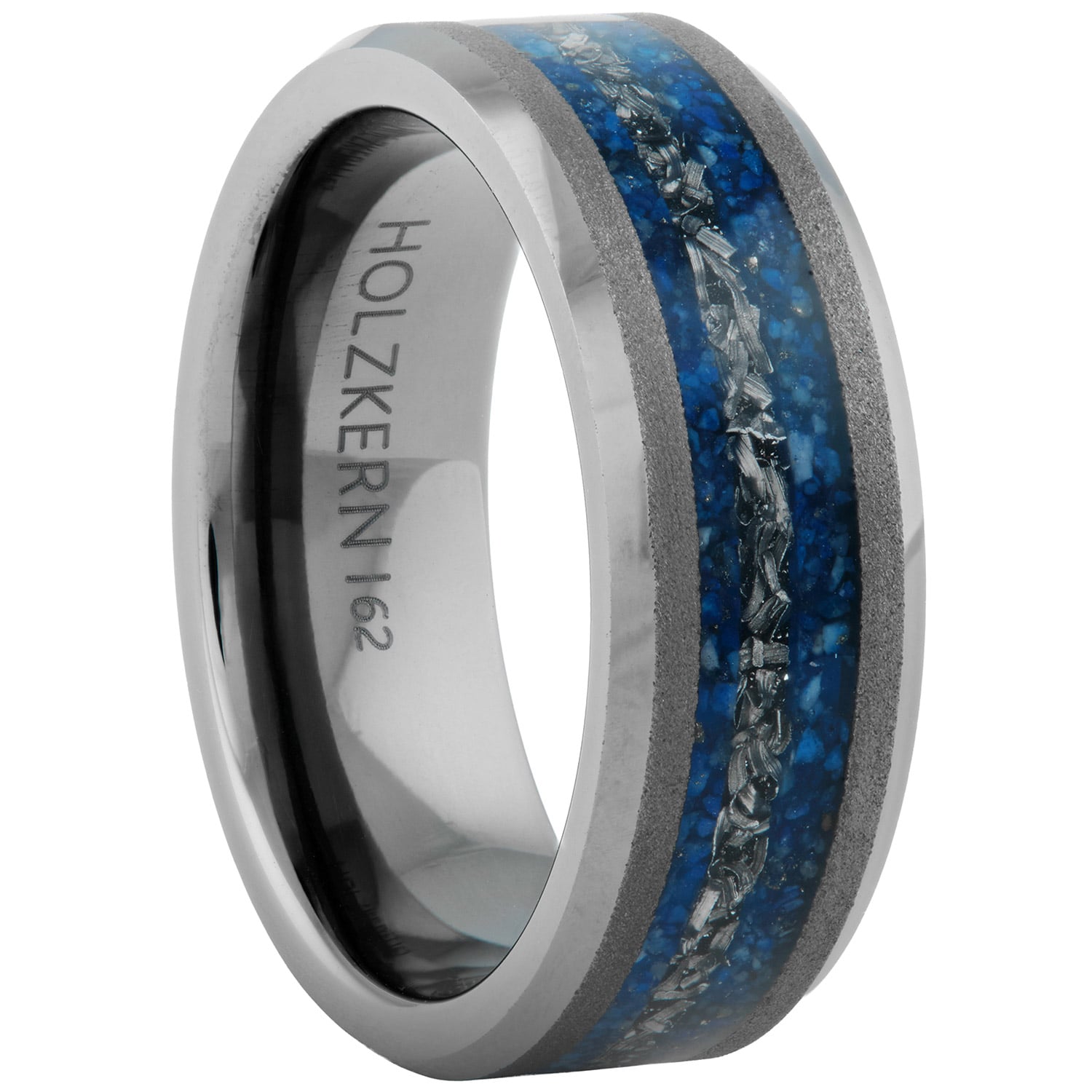 Holzkern Herrenring Sumo Meteorit/Lapislazuli