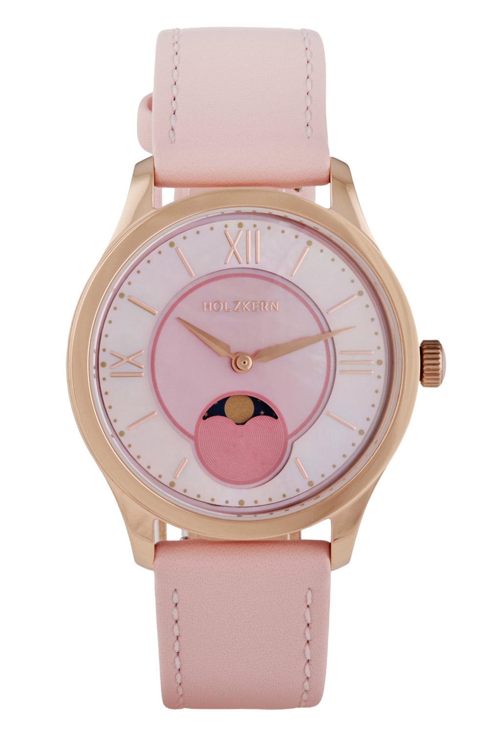 Holzkern Damen-Armbanduhr Moonray Perlmutt/Rosa