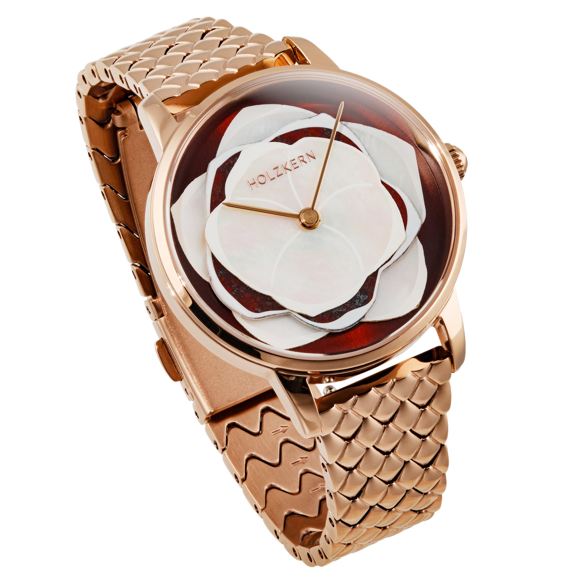 Holzkern Damen-Armbanduhr Rosetta Perlmutt/Jaspis