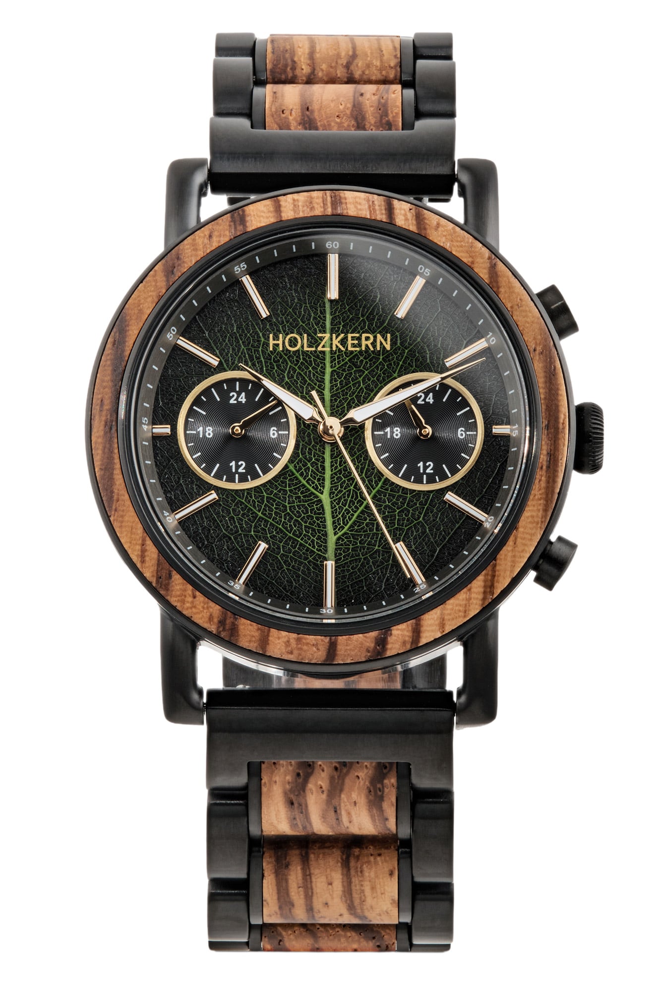 Holzkern Herrenuhr Quarz Chronograph Askja Blatt/Zebrano