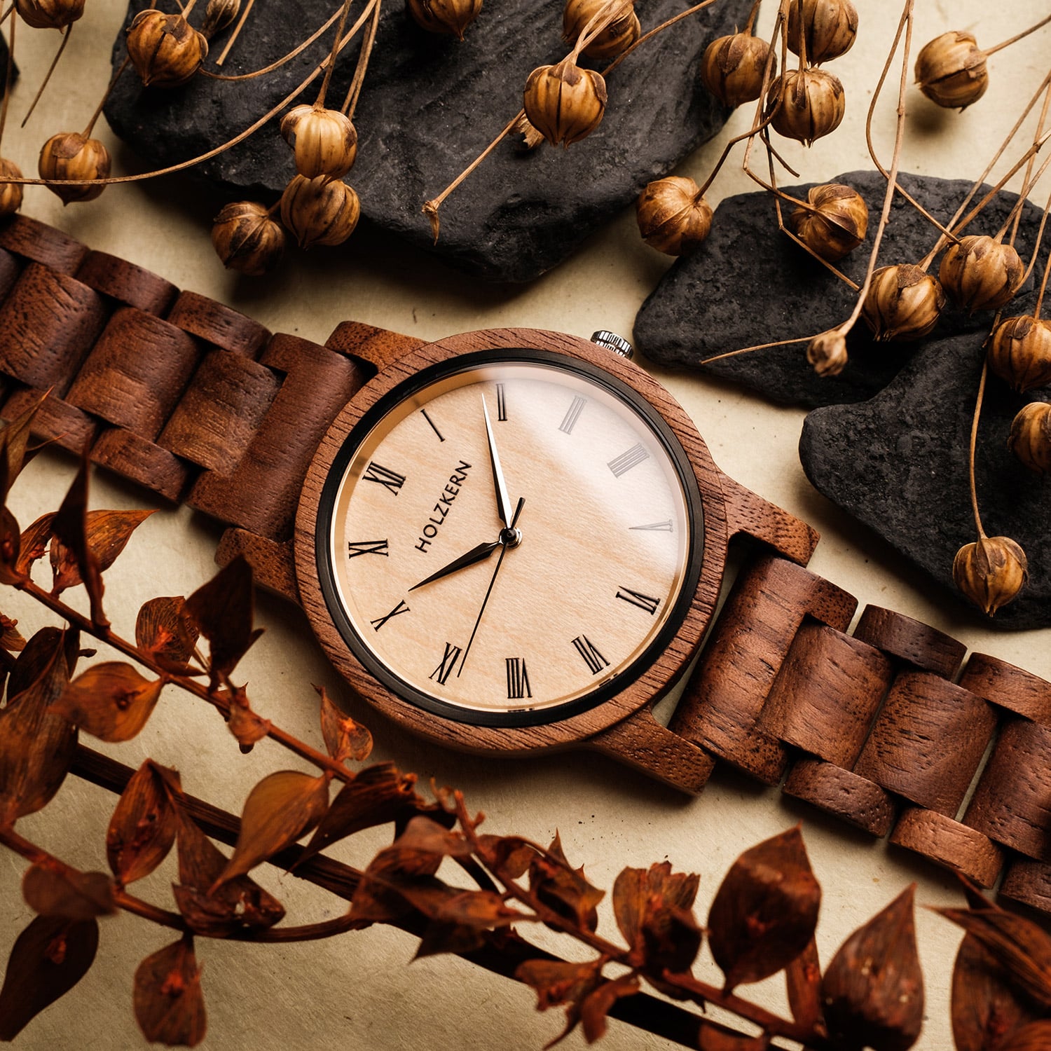 Holzkern Echtholz Armbanduhr Holzkern Holzuhren Uhrenarmband