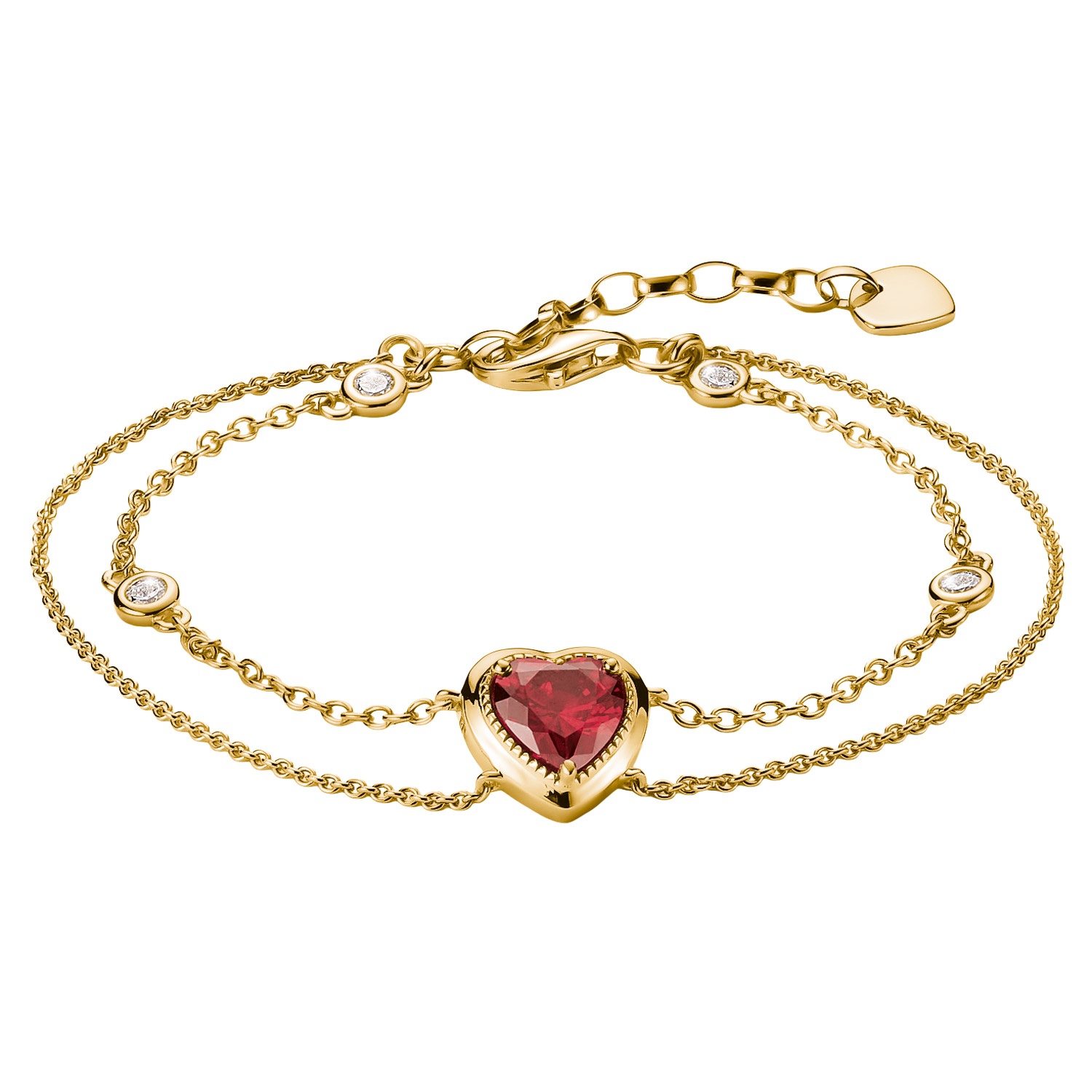 Thomas Sabo A2222-414-10-L19V Damenarmband Elyndra Goldfarben mit Herz Granatrot