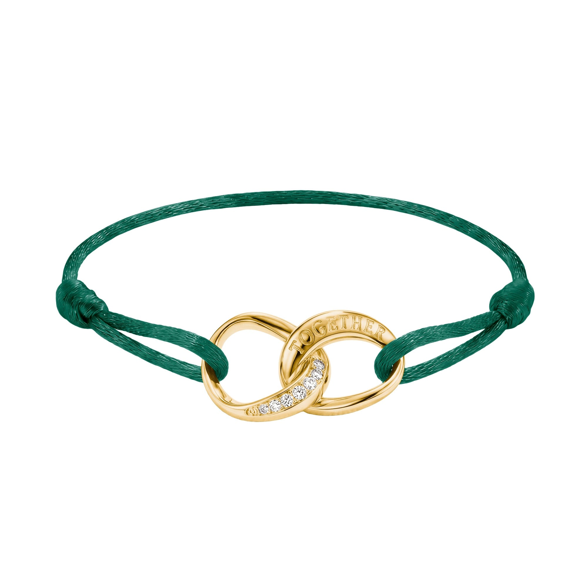 Thomas Sabo A2236-M03-6-L24V Damen Textil-Armband Together Vergoldet Grün