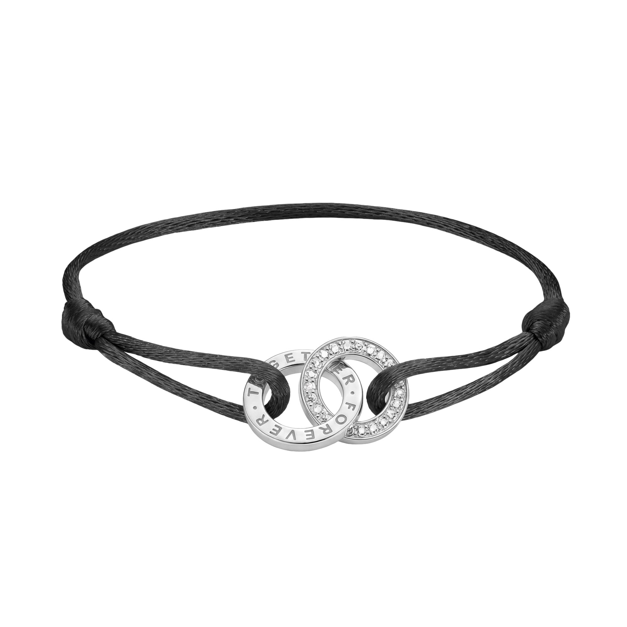 Thomas Sabo A2240-051-11-L24V Textil-Armband Together Silber Schwarz
