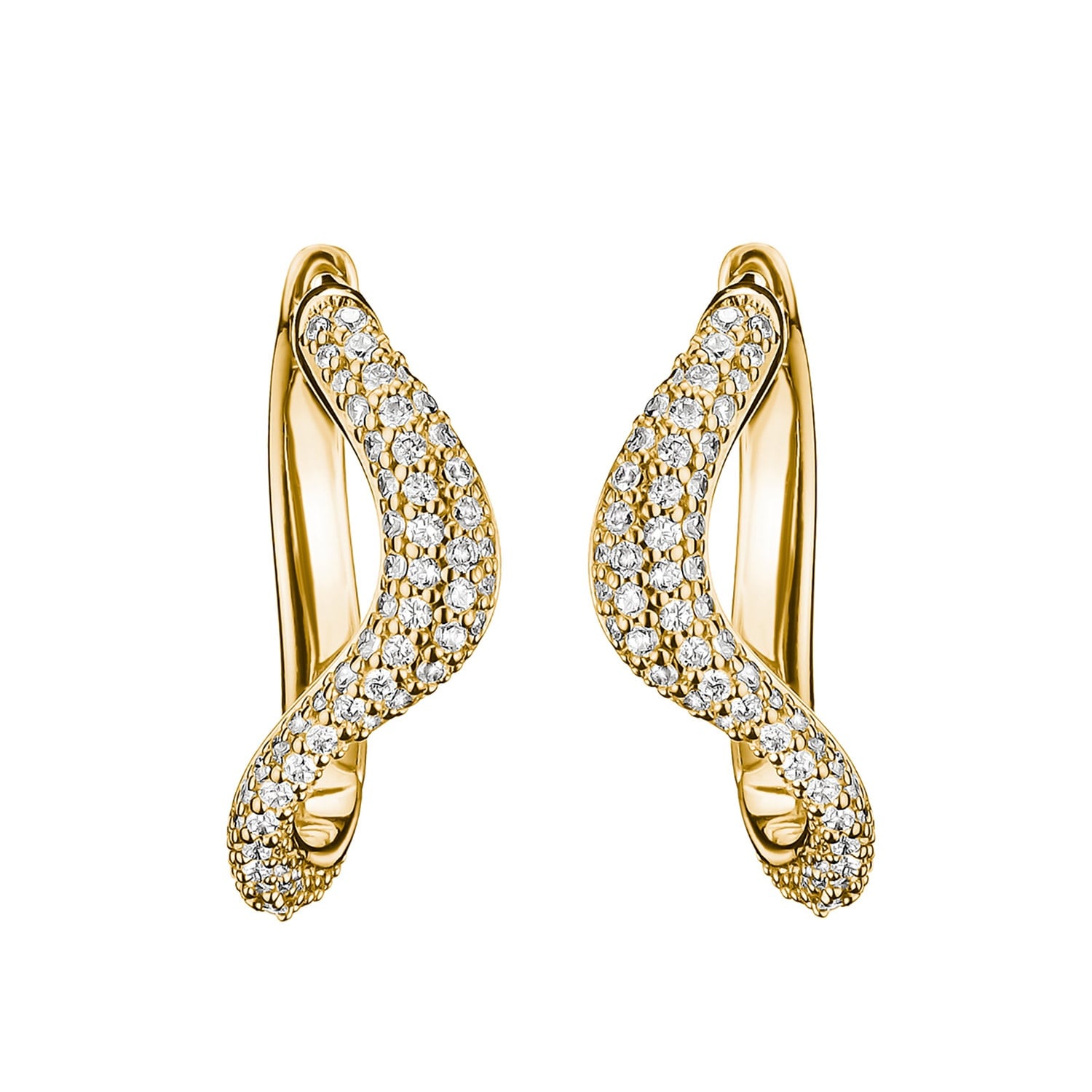 Thomas Sabo CR765-M01-14 Damen-Creolen Ohrringe in Wellenform mit Zirkonia