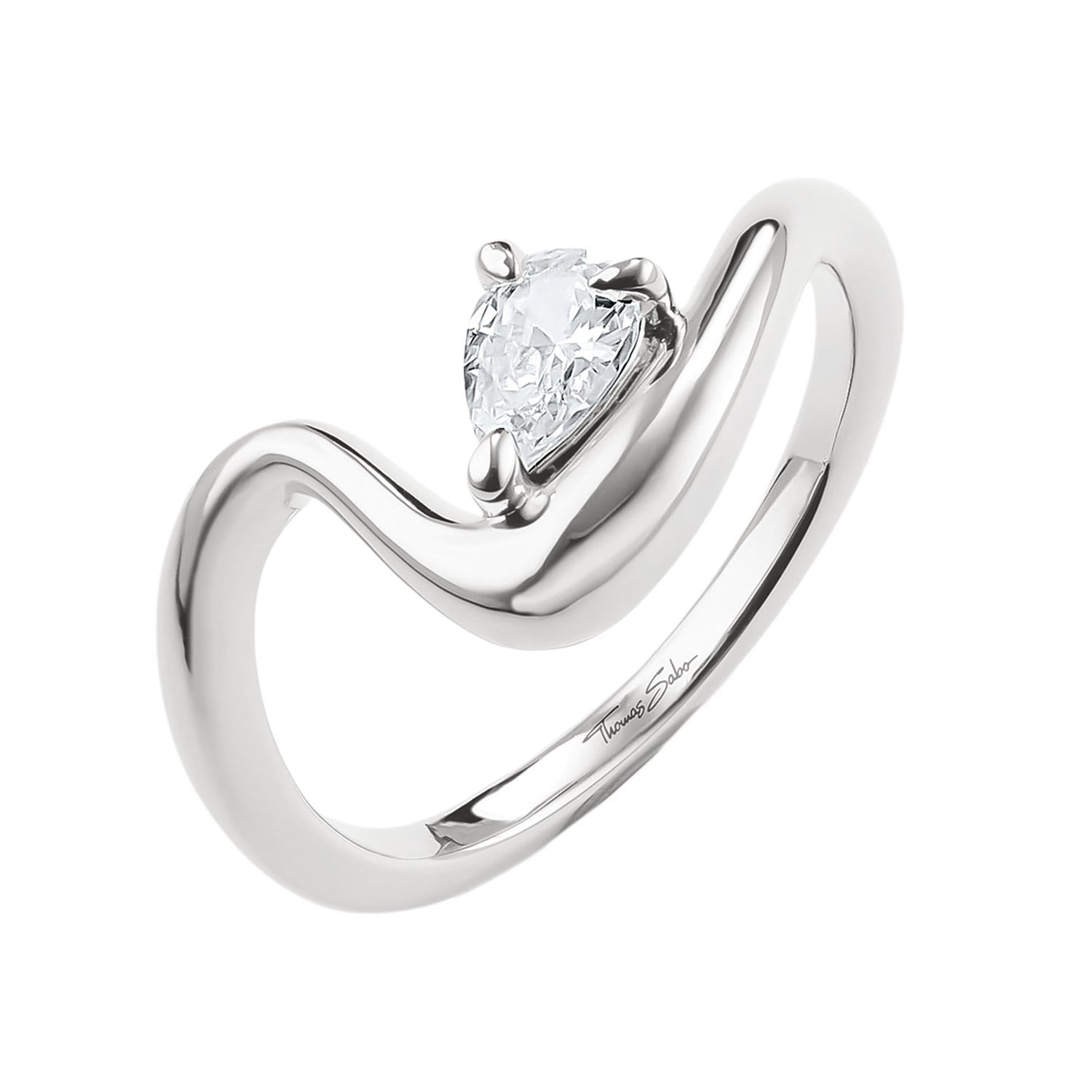 Thomas Sabo TR2543-051-14 Damenring Silber mit Zirkonia Tropfenform