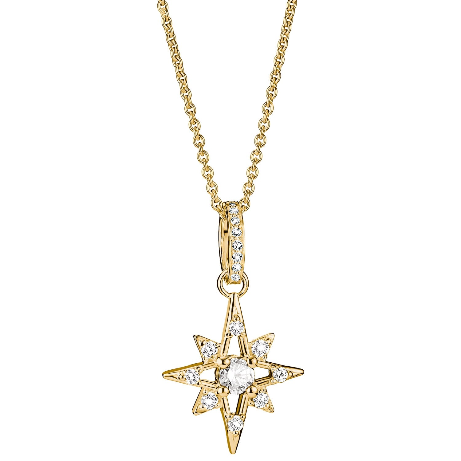 Thomas Sabo KE2394-M01-14-L50 Damenhalskette Goldfarben Stern mit Zirkonia