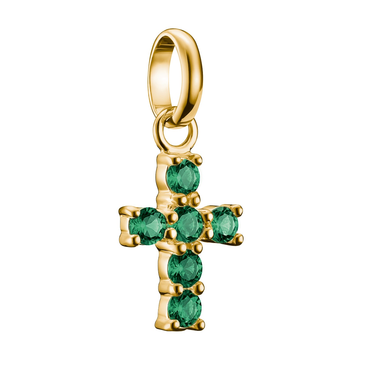 Thomas Sabo CC1206-M01-6 Anhänger Kreuz Goldfarben mit Grünen Steinen