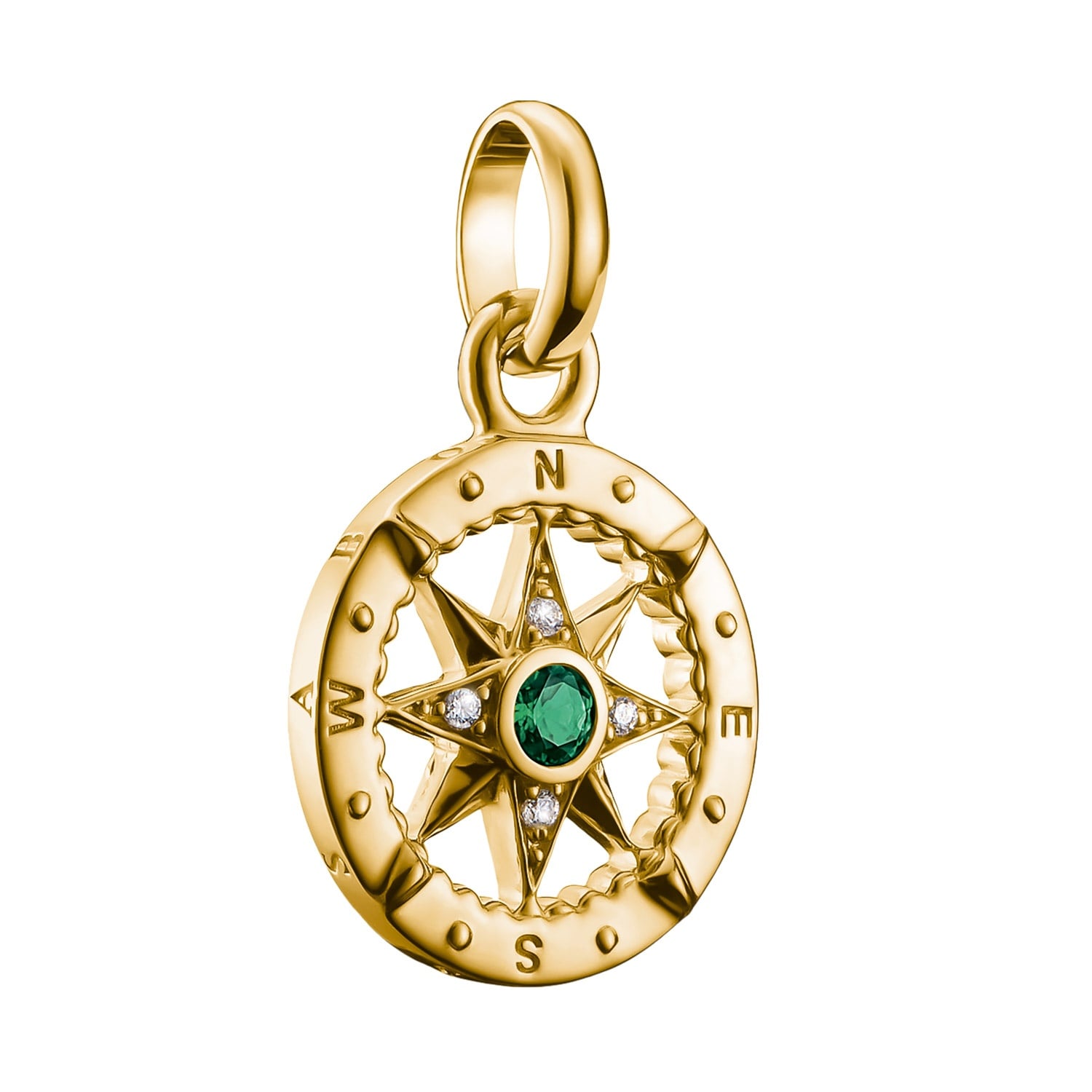 Thomas Sabo CC1261-M01-6 Anhänger Kompass Goldfarben mit Grünem Stein