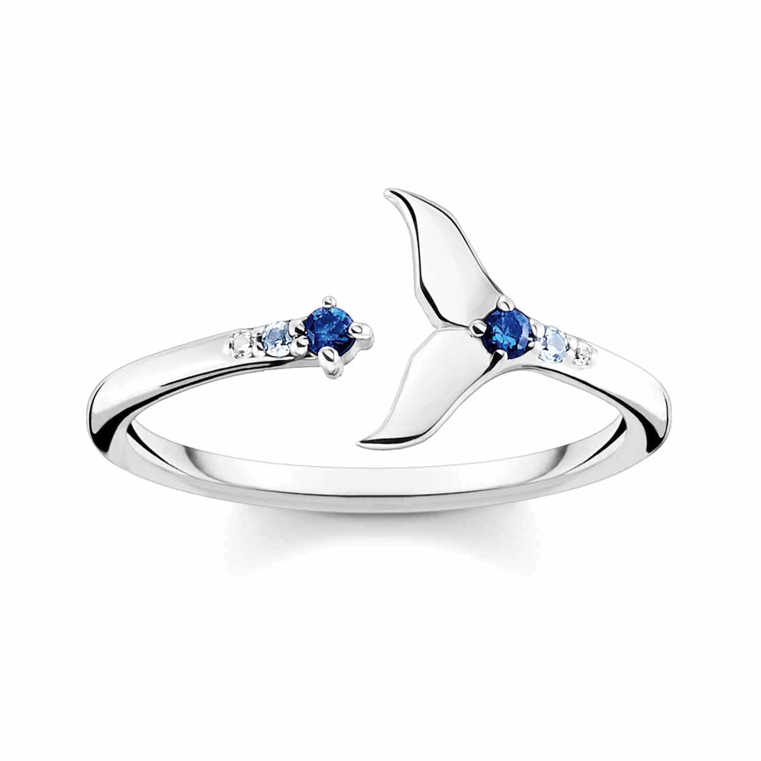 Thomas Sabo TR2386-644-1 Damen-Ring Schwanzflosse mit Blauen Steinen