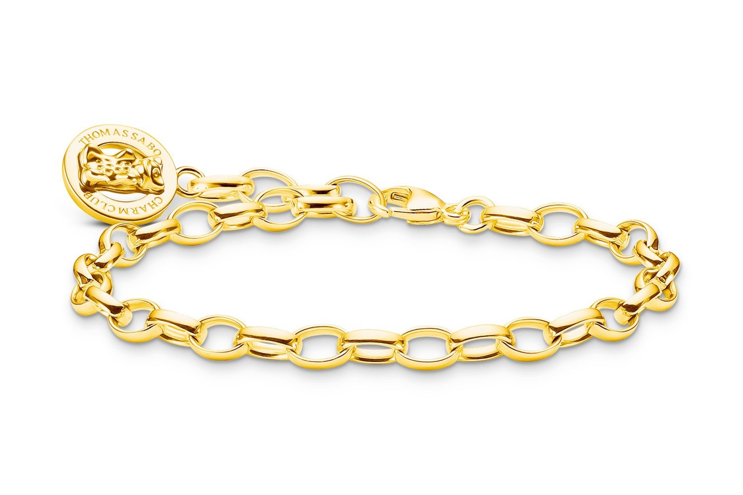 Thomas Sabo X0291-413-39 Charm-Armband mit Goldbären Logo-Ring vergoldet