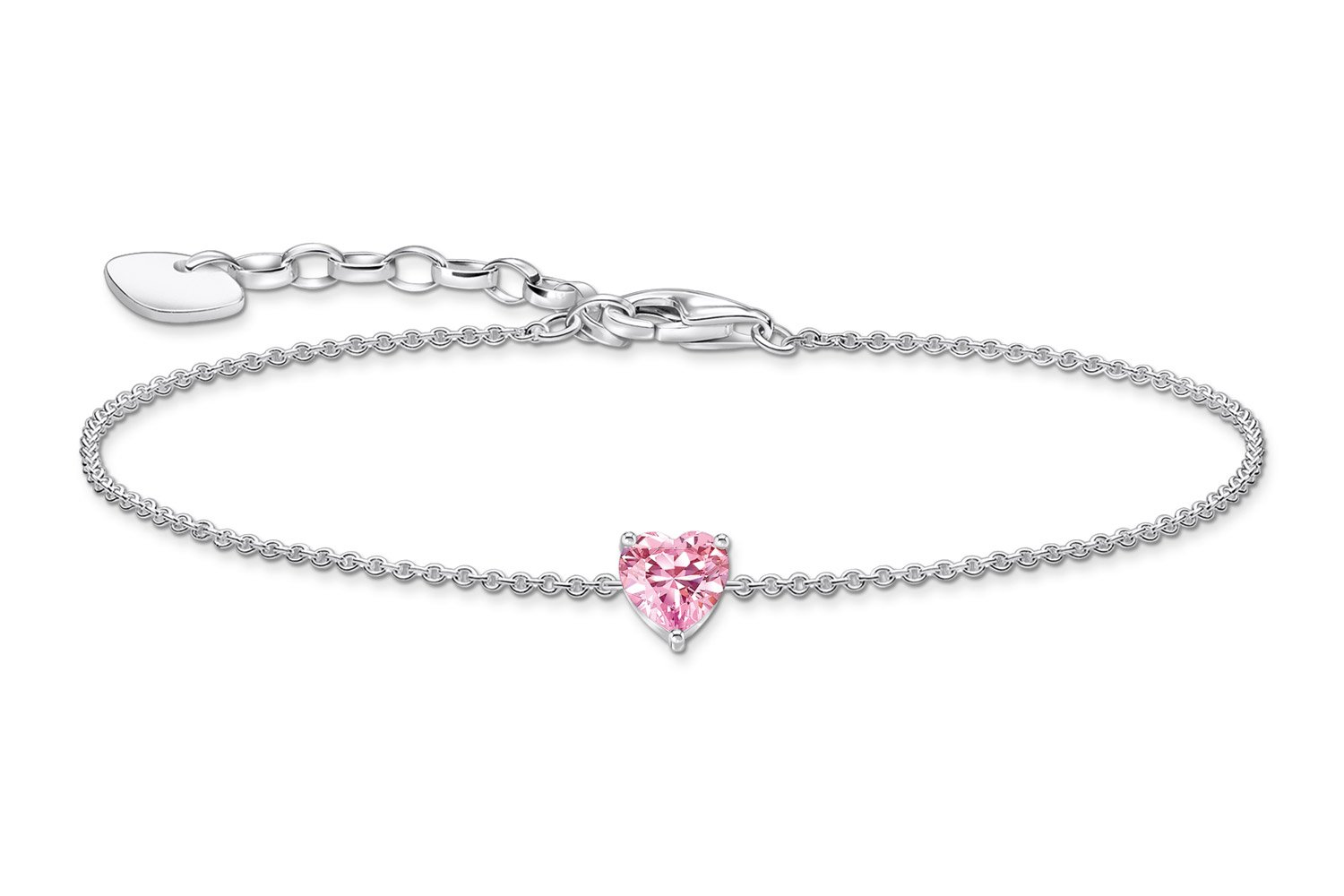 Thomas Sabo A2157-051-9-L19V Damen-Armband mit pinkfarbenem Zirkonia-Herz Silber