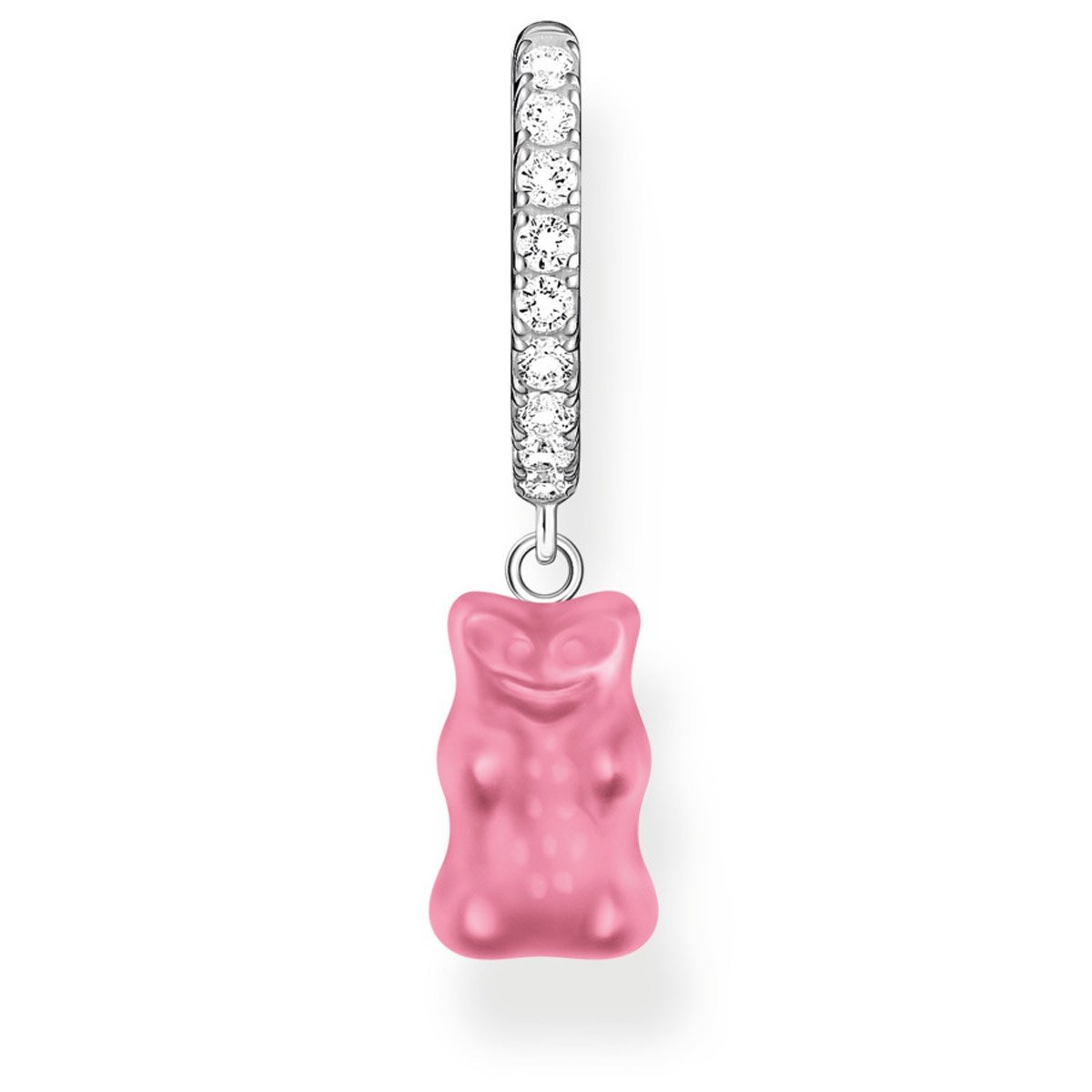 Thomas Sabo CR726-052-9 Einzel-Creole Silber-Ohrring mit Pinkfarbenem Goldbären